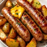 Salchichas al horno con papas y mostaza First Image First Image
