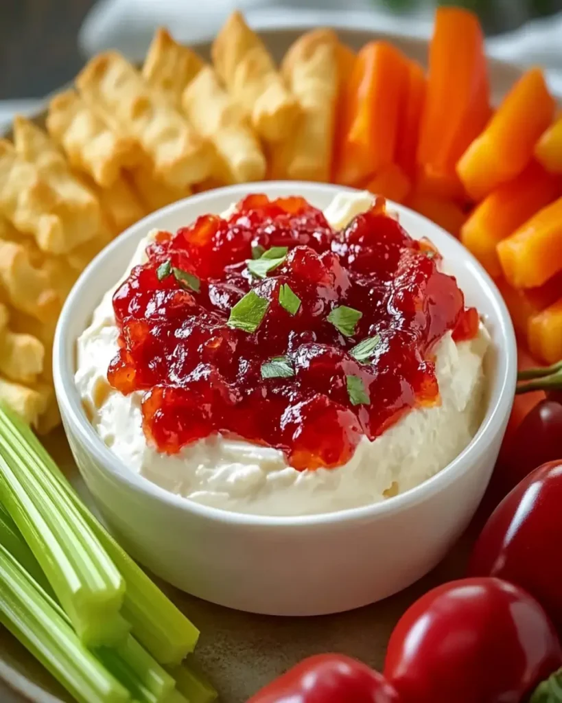 Dip de Queso Crema con Gelatina de Pimientos First Image First Image
