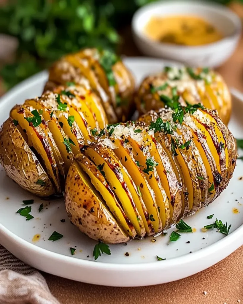 Papas Hasselback Crujientes con Mantequilla de Ajo First Image First Image