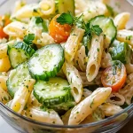 Ensalada de Pasta y Pepino Saludable First Image First Image