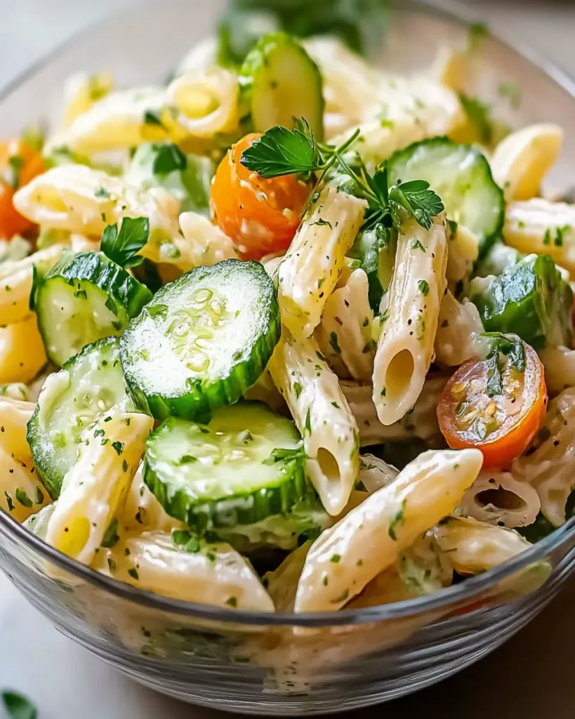 Ensalada de Pasta y Pepino Saludable First Image First Image