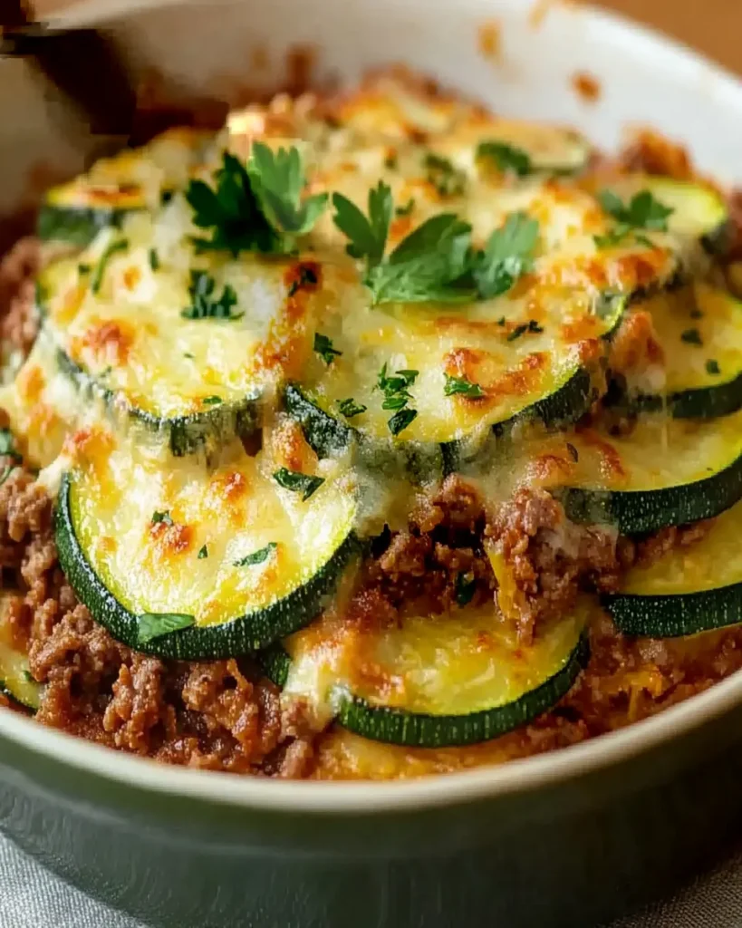 Gratin de calabacines con carne picada First Image First Image