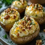 Papas al Horno Rellenas de Queso de Cabra y Nueces First Image First Image
