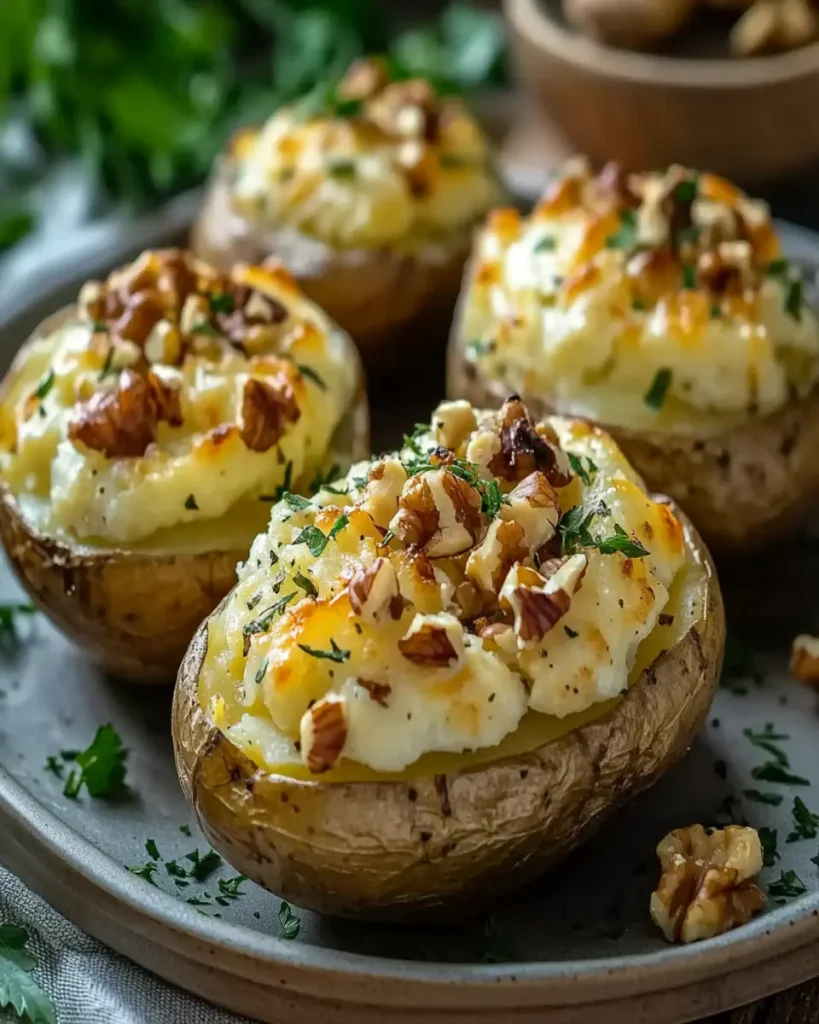 Papas al Horno Rellenas de Queso de Cabra y Nueces First Image First Image