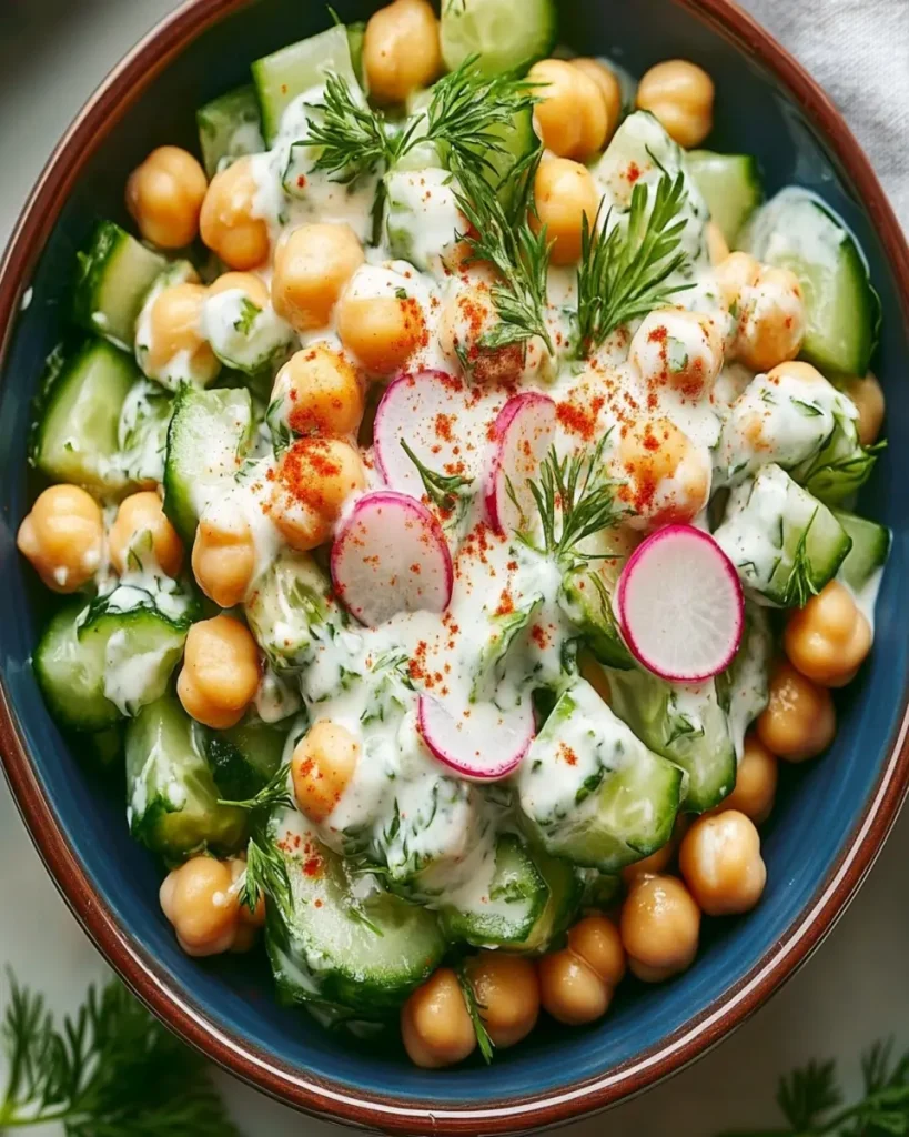 Ensalada de Garbanzos y Pepino con Aderezo Cremoso de Yogur First Image First Image