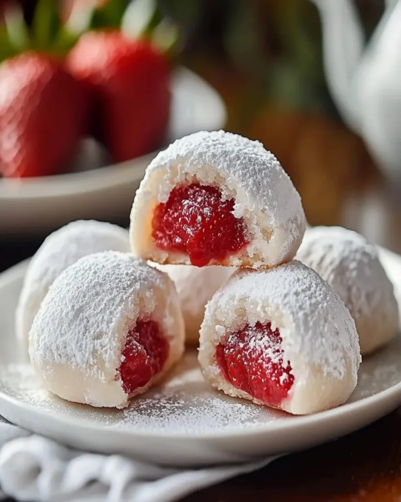Bolas de Nieve de Almendra con Relleno de Fresa First Image First Image