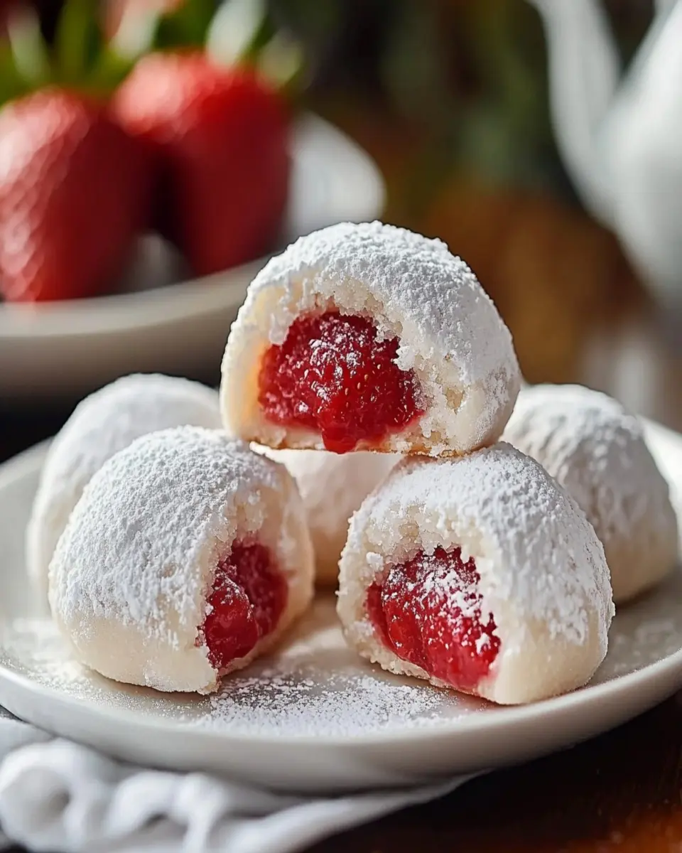 Bolas de Nieve de Almendra con Relleno de Fresa First Image First Image