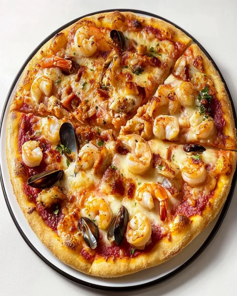 Pizza de Mariscos con Salsa Rosa First Image First Image