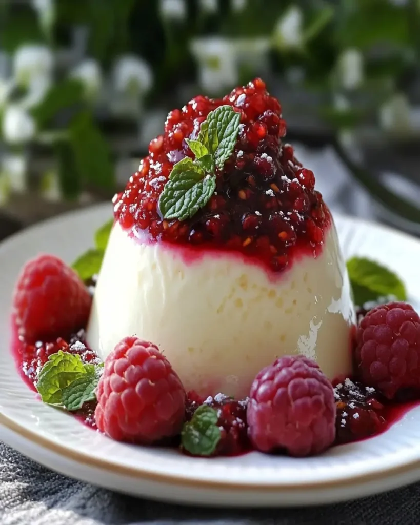 Panna Cotta de Vainilla Sin Lactosa con Coulis de Frambuesa First Image First Image