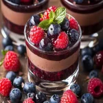 Panna Cotta de Chocolate con Compota de Bayas First Image First Image