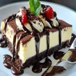 Brownie Cheesecake con Salsa de Chocolate Caliente First Image First Image