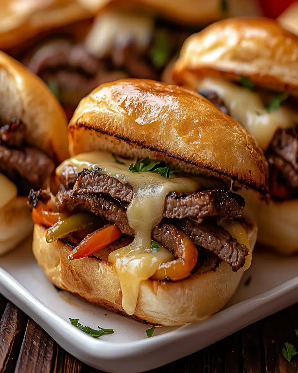 Mini sándwiches de cheesesteak al estilo Philly First Image First Image