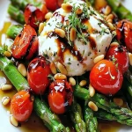 Ensalada de Espárragos, Tomates Asados, Burrata Cremosa y Piñones First Image First Image