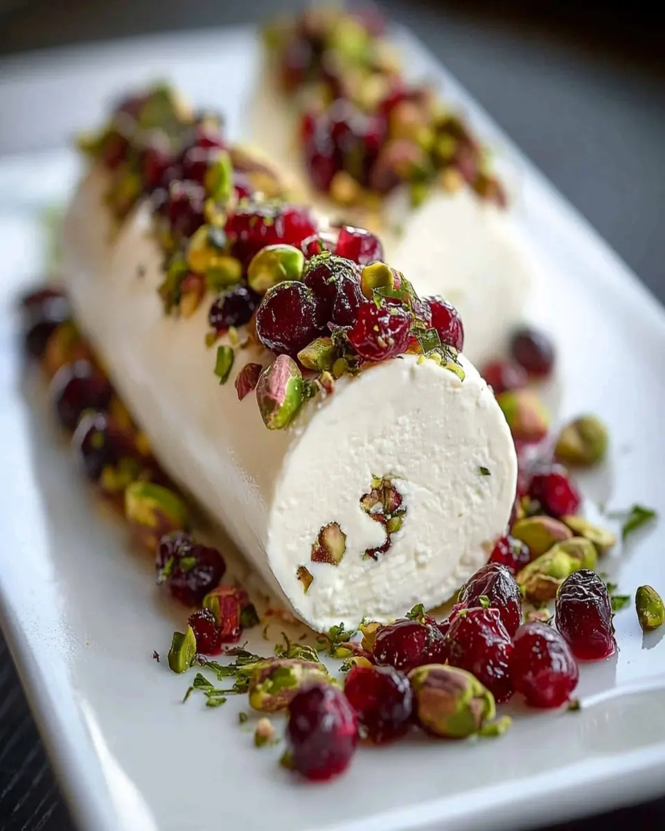 Rollo Cremoso de Queso de Cabra con Arándanos y Pistachos First Image First Image