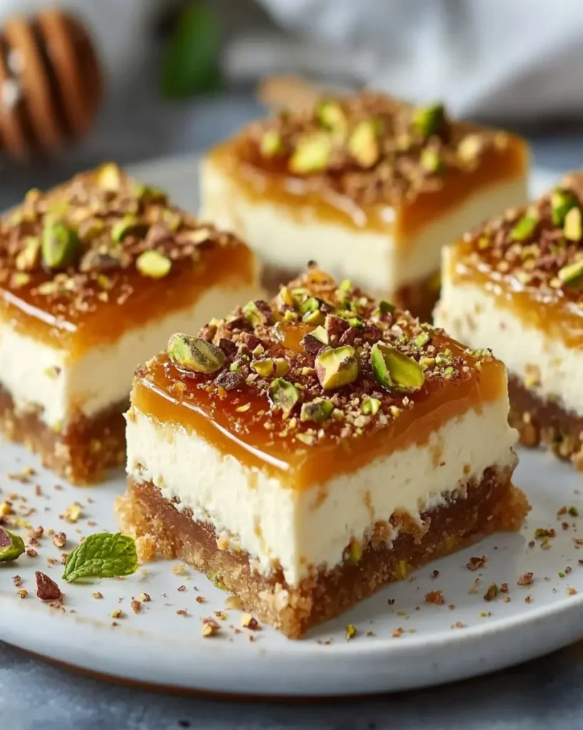 Barritas de Cheesecake Griego con Miel y Pistachos First Image First Image