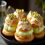 Anillo de Profiteroles con Crema de Pistacho y Glaseado de Agua de Rosas First Image First Image