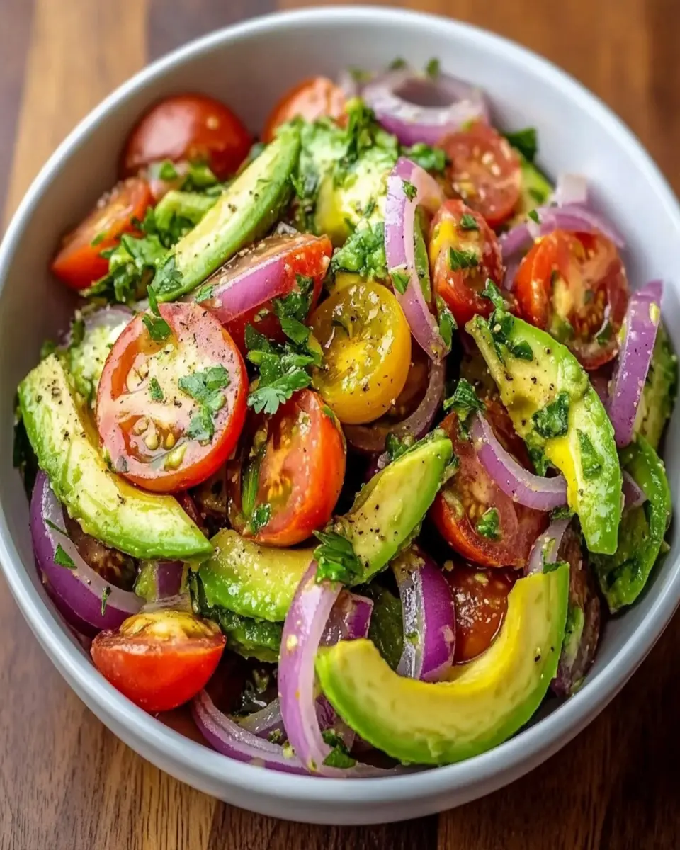 Ensalada Fresca de Aguacate, Tomate y Cebolla First Image First Image
