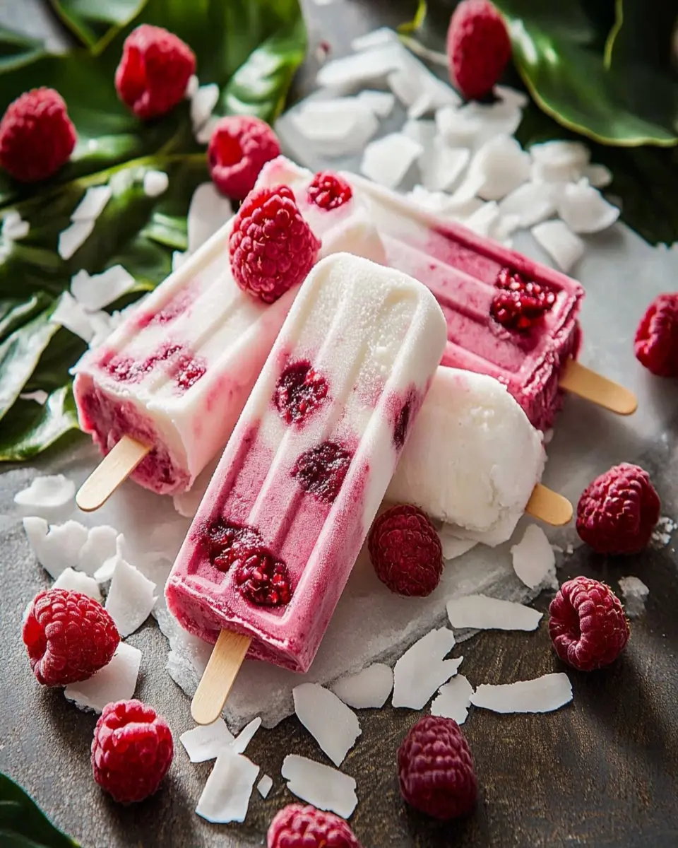 Paletas de Yogur de Frambuesa y Coco First Image First Image