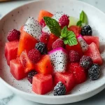 Ensalada Refrescante de Sandía, Frutas del Bosque y Pitaya First Image First Image