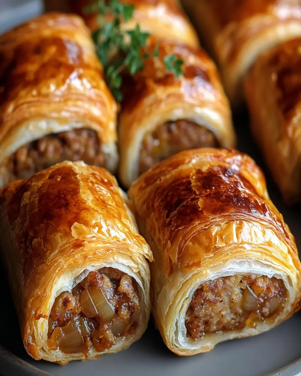 Rollos de salchicha con cebolla francesa First Image First Image