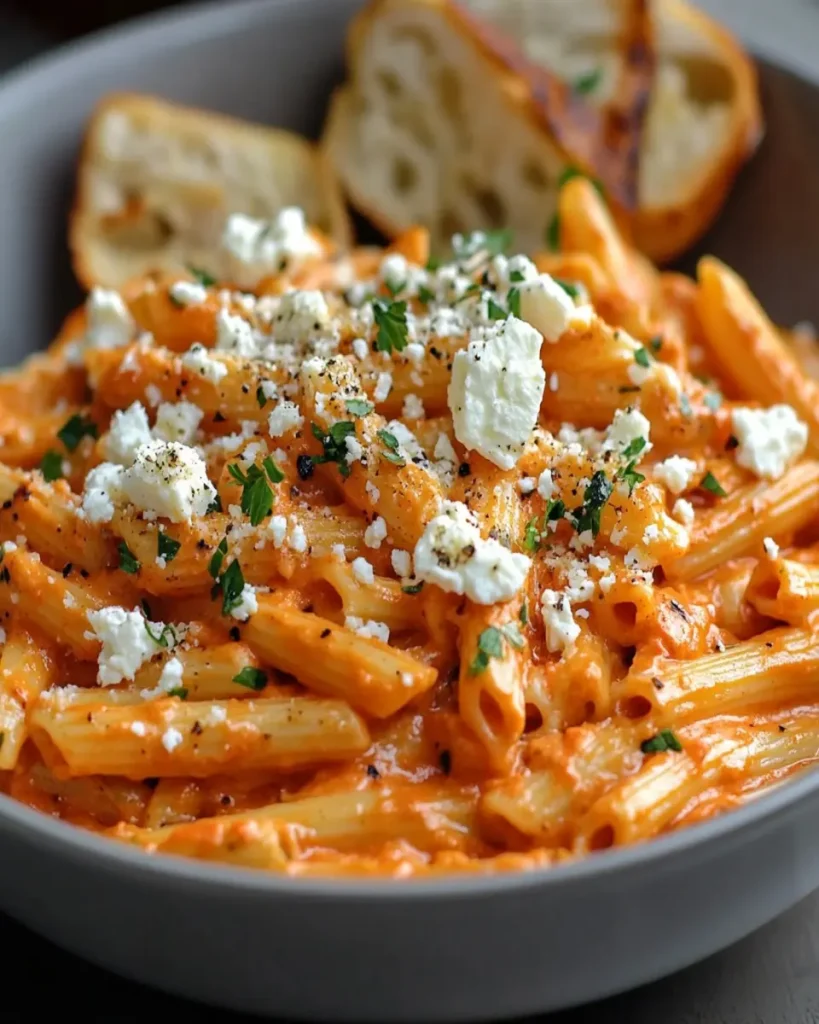 Pasta Cremosa de Pimientos Rojos Asados con Feta First Image First Image