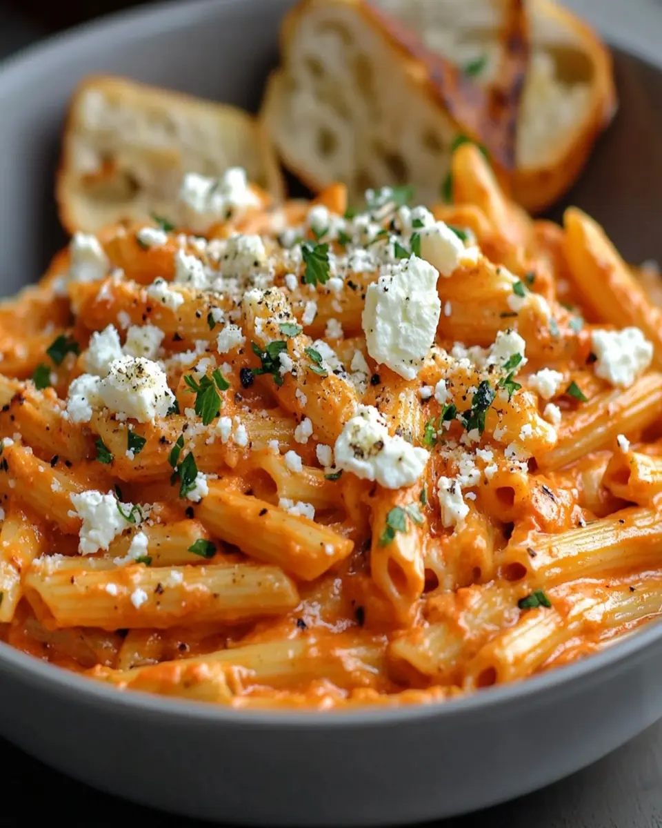 Pasta Cremosa de Pimientos Rojos Asados con Feta First Image First Image