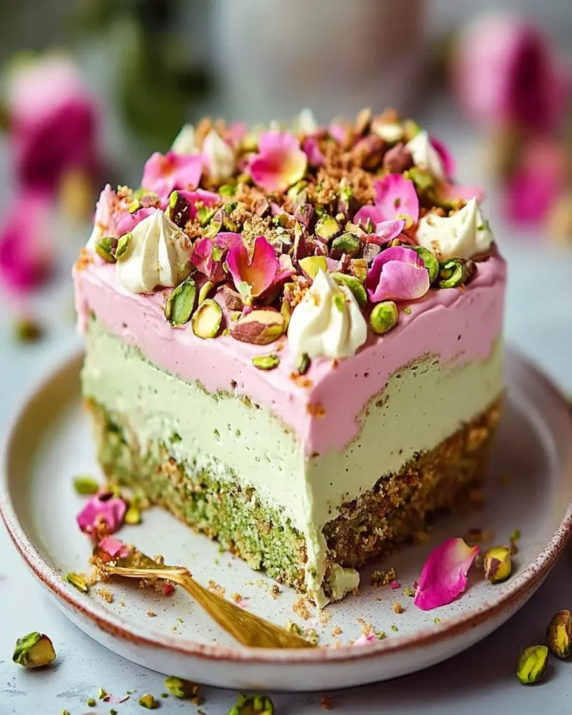 Pastel de Leche de Pistacho y Rosa First Image First Image