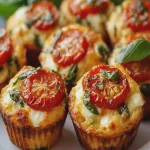 Muffins Salados de Tomate Cherry, Mozzarella y Albahaca First Image First Image