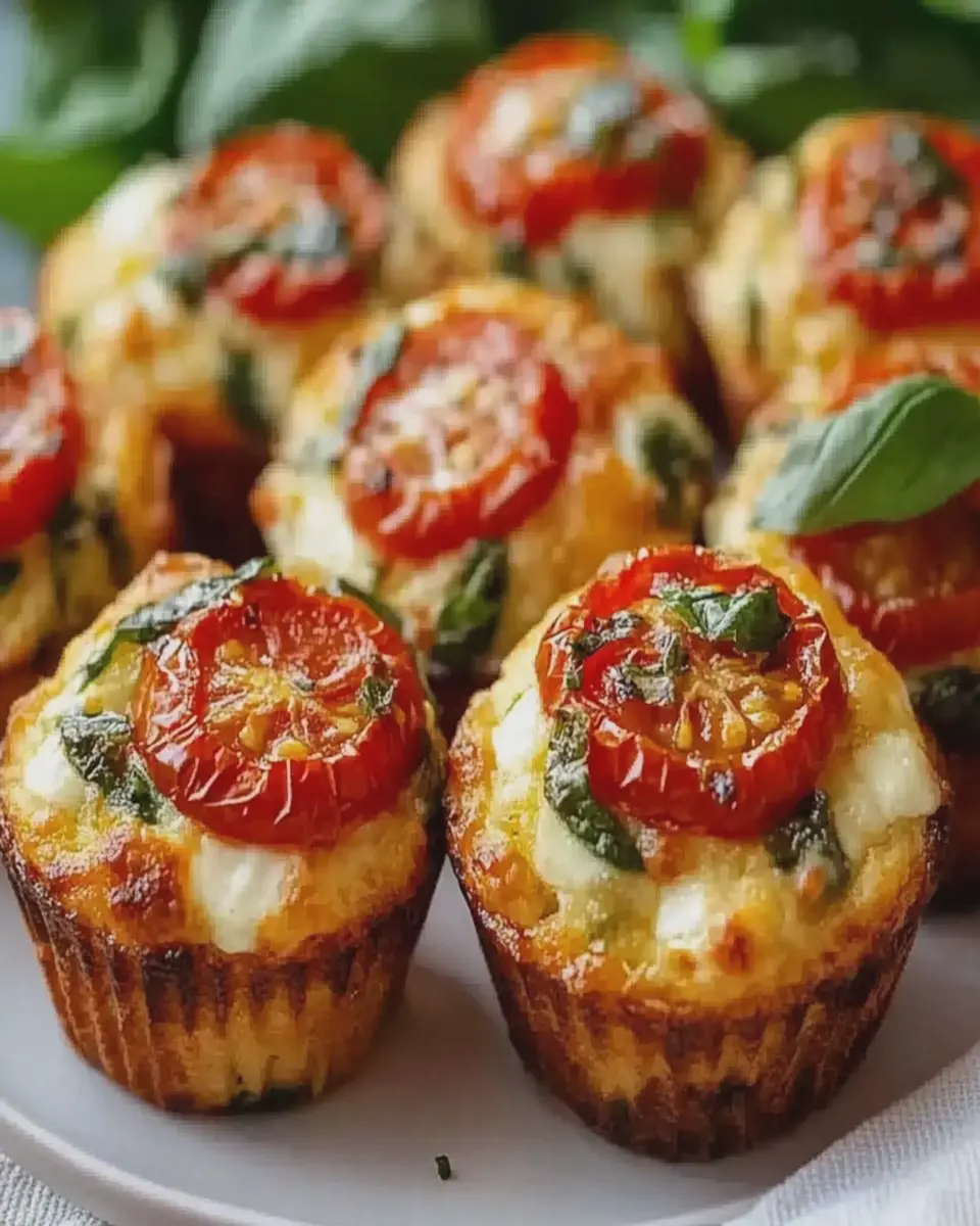 Muffins Salados de Tomate Cherry, Mozzarella y Albahaca First Image First Image