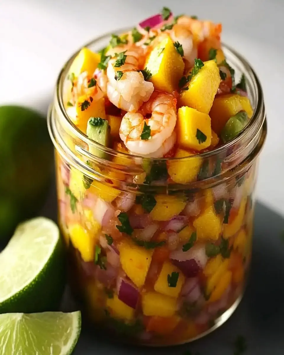 Ceviche de Camarón y Mango con Tajín en Tarro First Image First Image