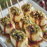 Brochetas de Pera con Costra de Pistacho y Brie Batido First Image First Image