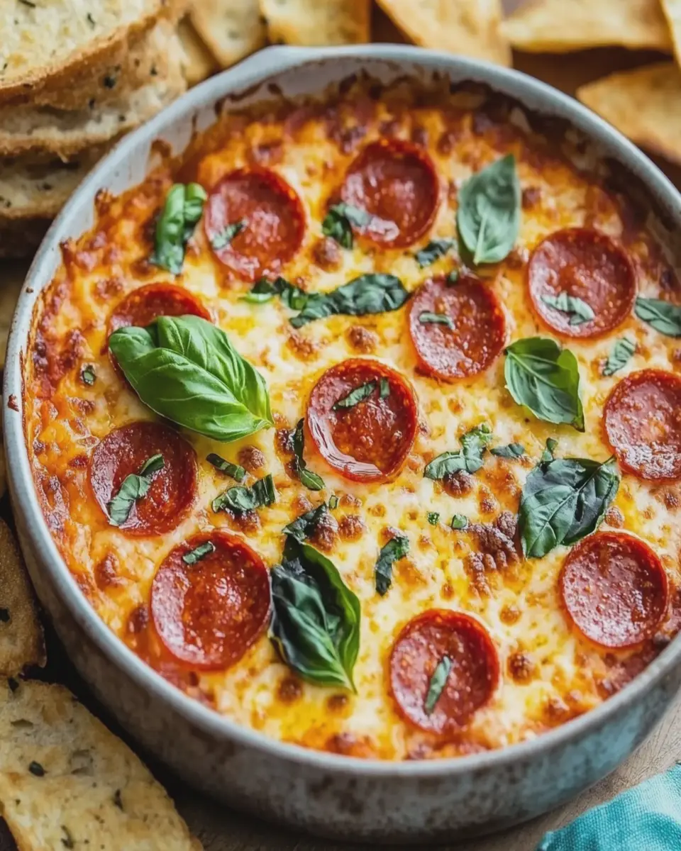 Dip de Pizza de Pepperoni con Miel Picante y Albahaca First Image First Image
