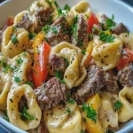 Tortellini a la Cheesesteak en Crock Pot First Image First Image