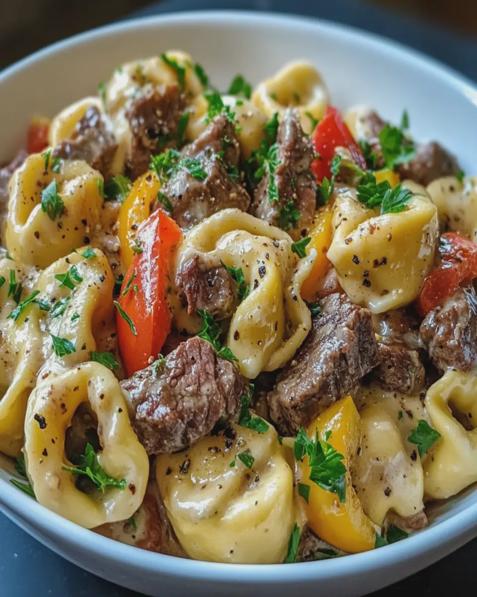 Tortellini a la Cheesesteak en Crock Pot First Image First Image