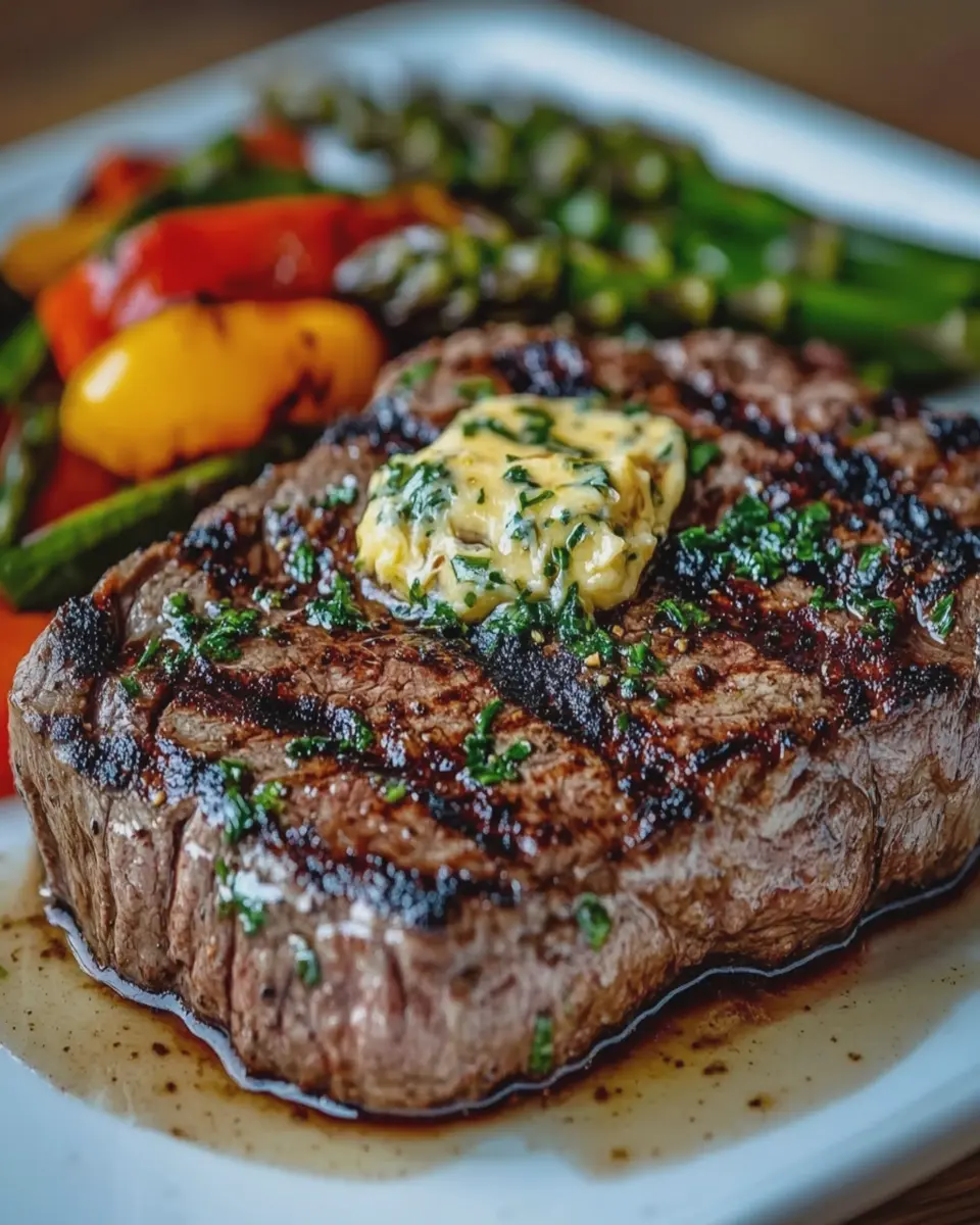 Bistec Ribeye a la Parrilla con Mantequilla de Ajo y Hierbas First Image First Image
