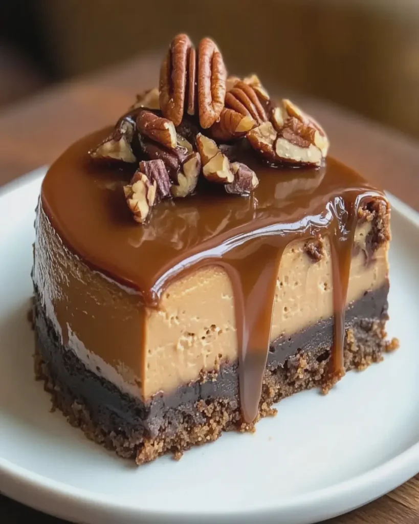 Tarta de Queso de Chocolate con Caramelo y Nueces Pecanas First Image First Image