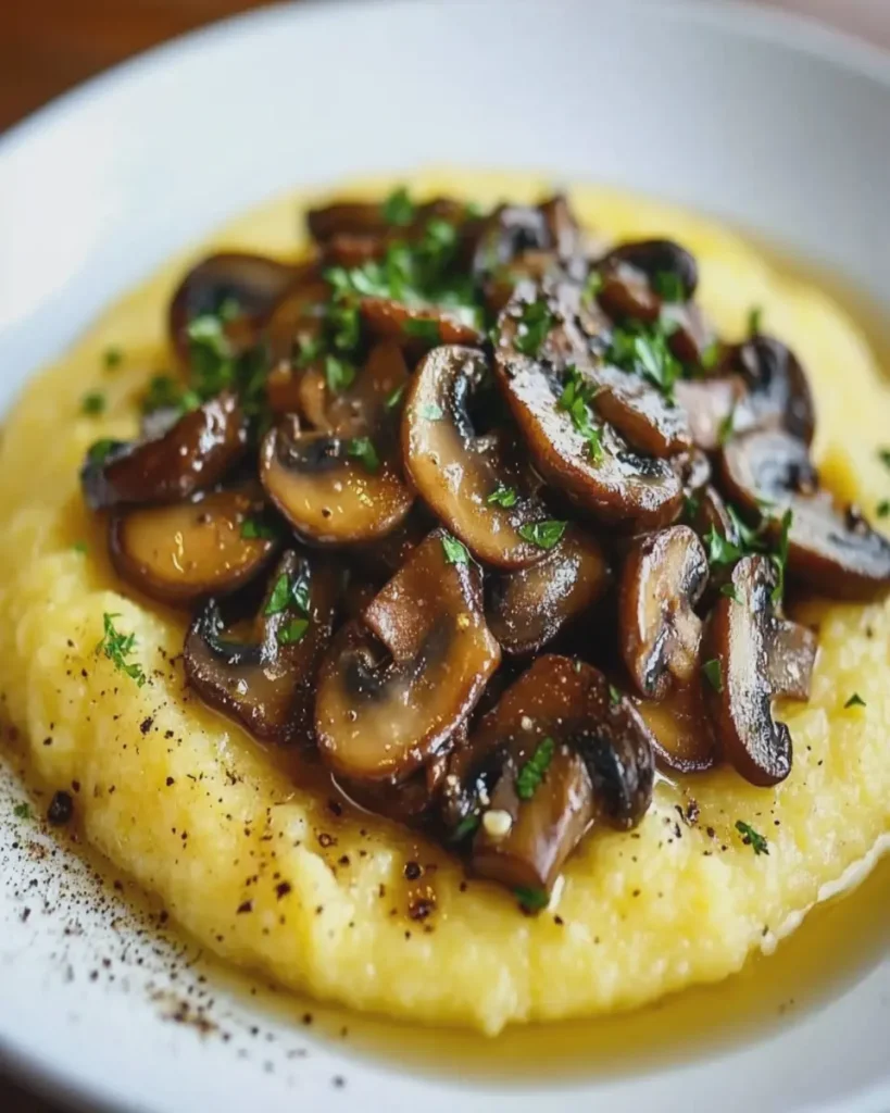 Polenta Rápida con Champiñones Salteados al Ajo First Image First Image