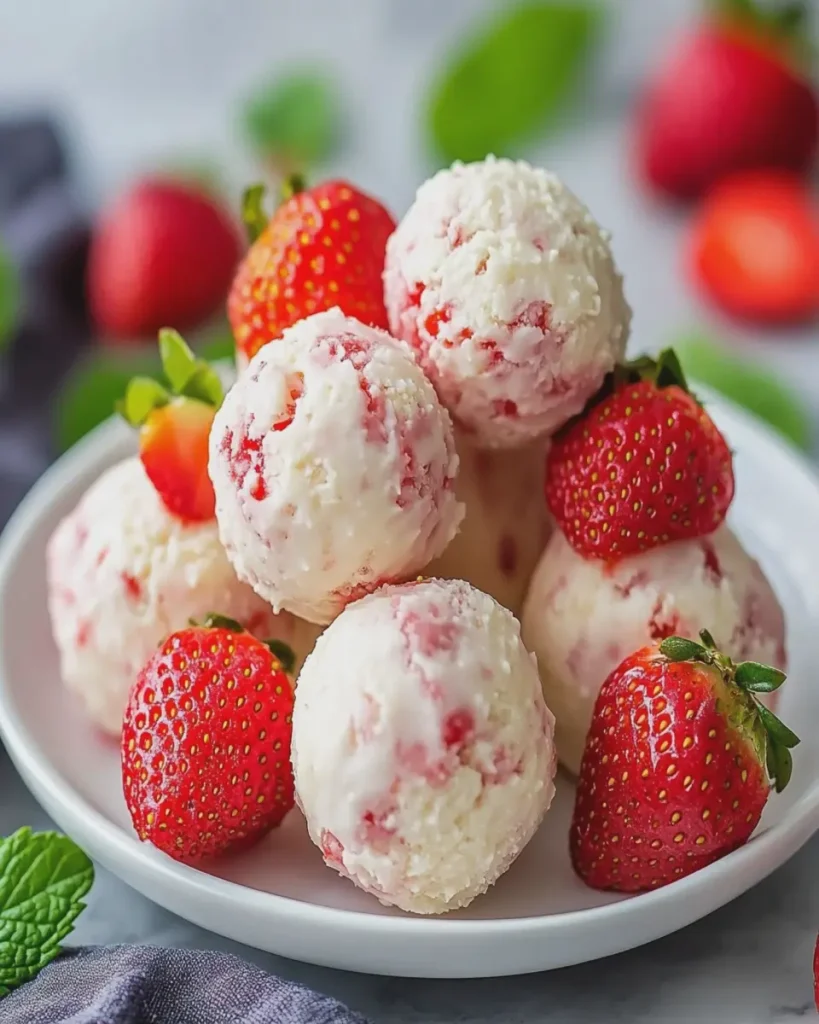 Bolas de Proteína de Cheesecake de Fresa First Image First Image