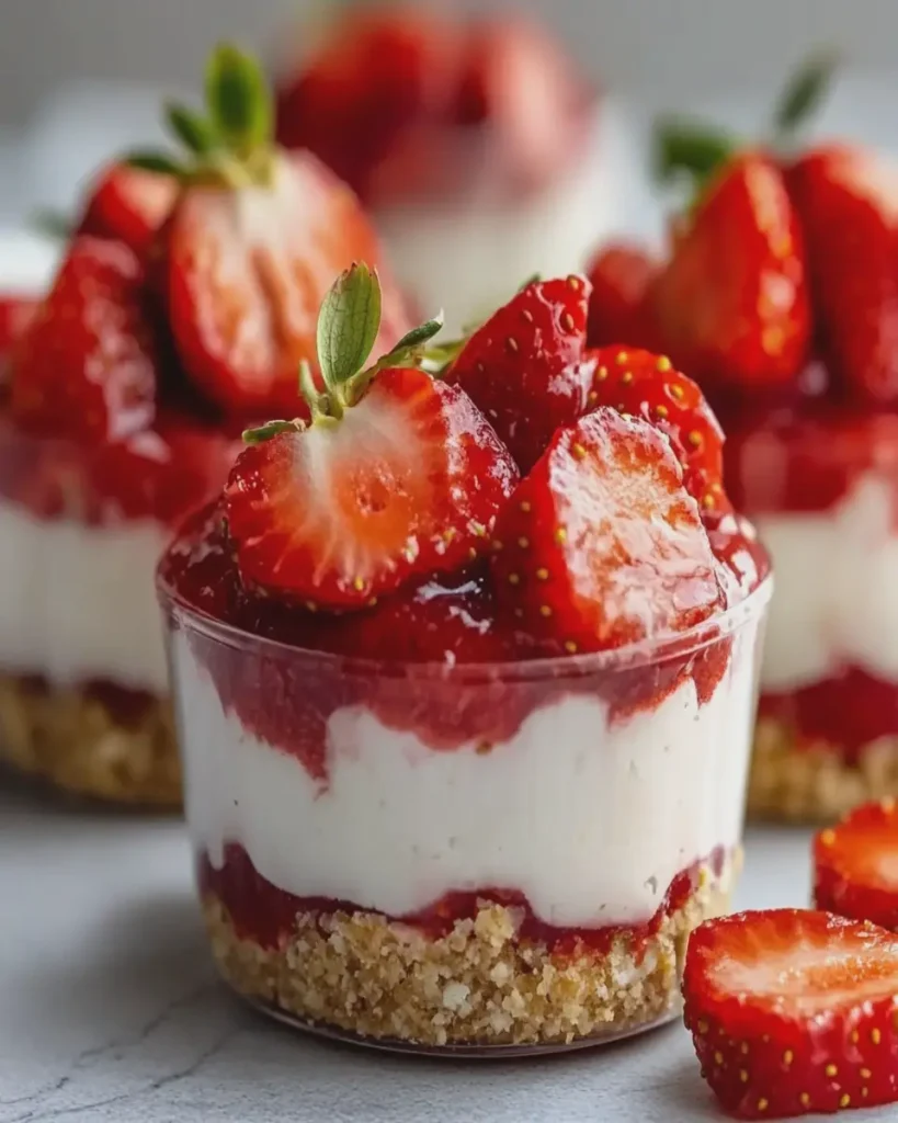 Cheesecake de Fresa Saludable en Vasitos de Proteína First Image First Image
