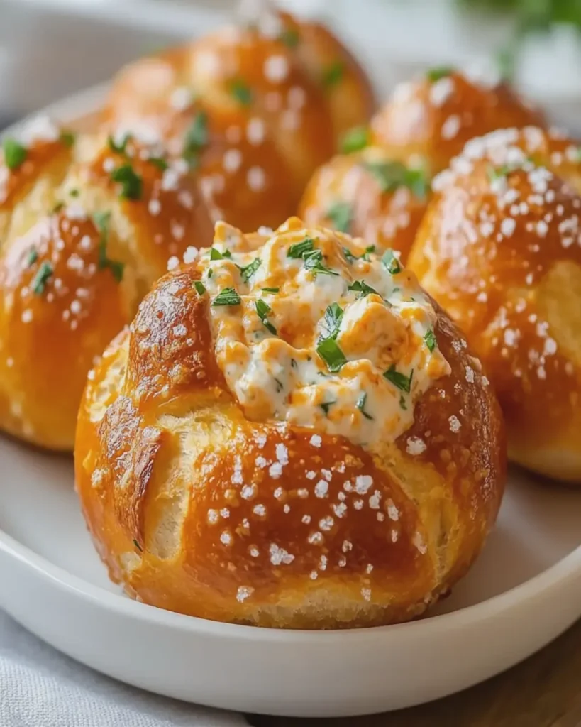 Bocaditos de Pretzel con Crema de Queso Buffalo Ranch First Image First Image