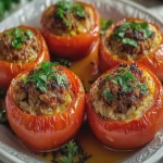 Tomates Rellenos de Carne y Arroz First Image First Image