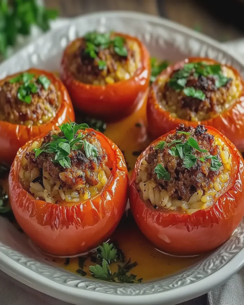 Tomates Rellenos de Carne y Arroz First Image First Image