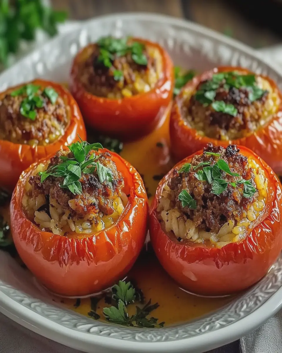 Tomates Rellenos de Carne y Arroz First Image First Image