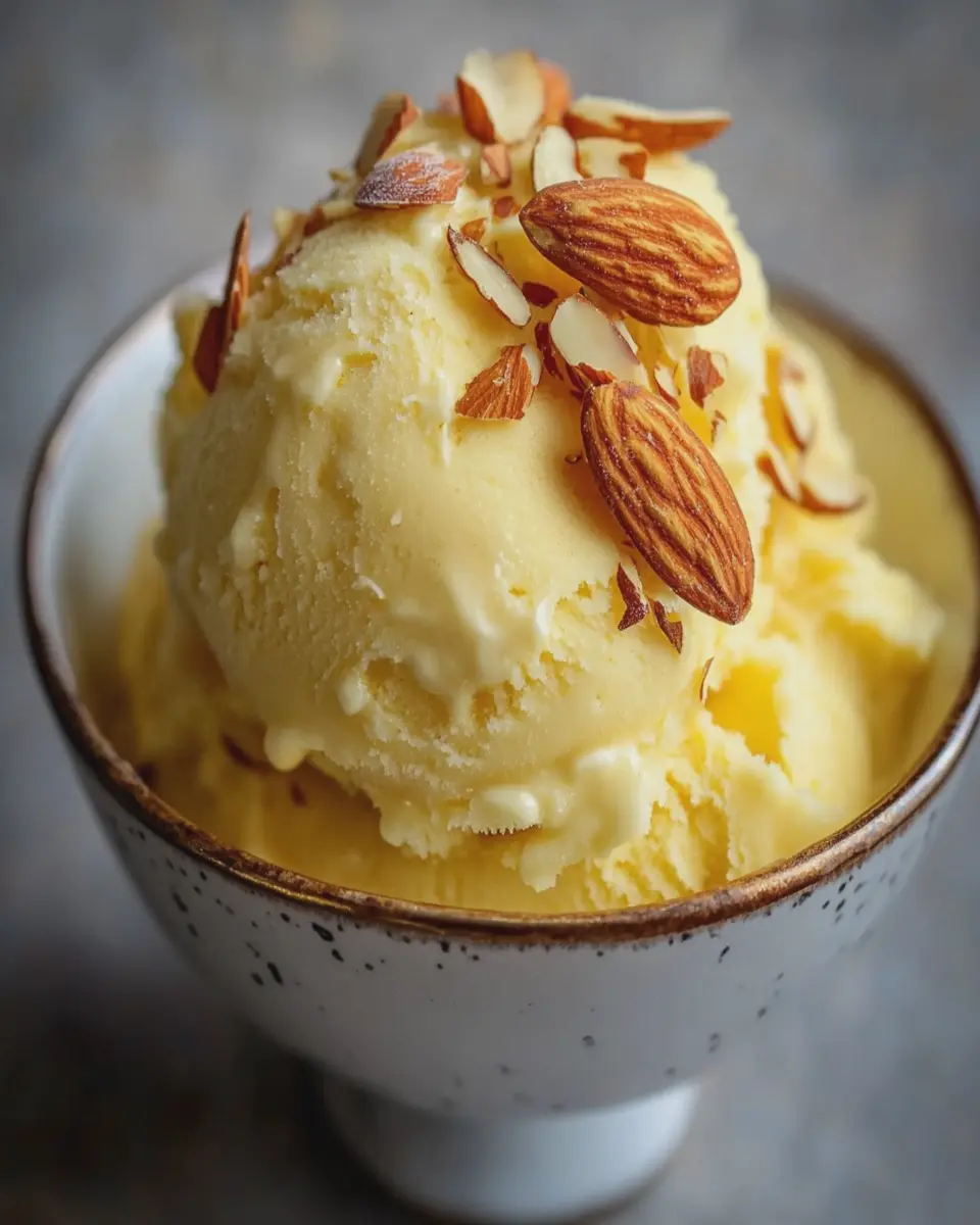 Helado de Azafrán y Miel con Almendras Tostadas First Image First Image