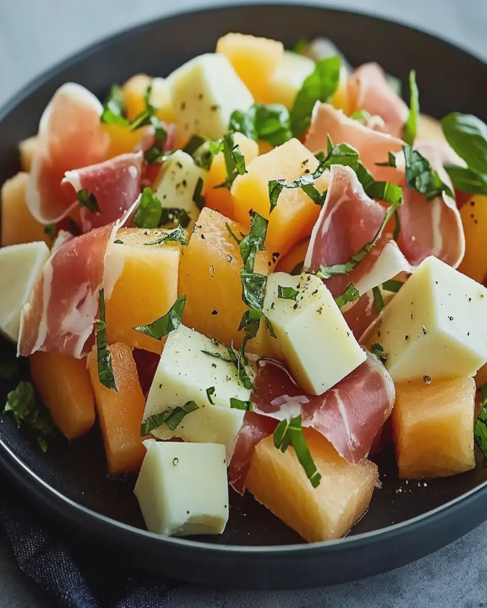 Ensalada de Melón y Jamón Crudo con Dos Quesos: Un Delicioso Verano First Image First Image