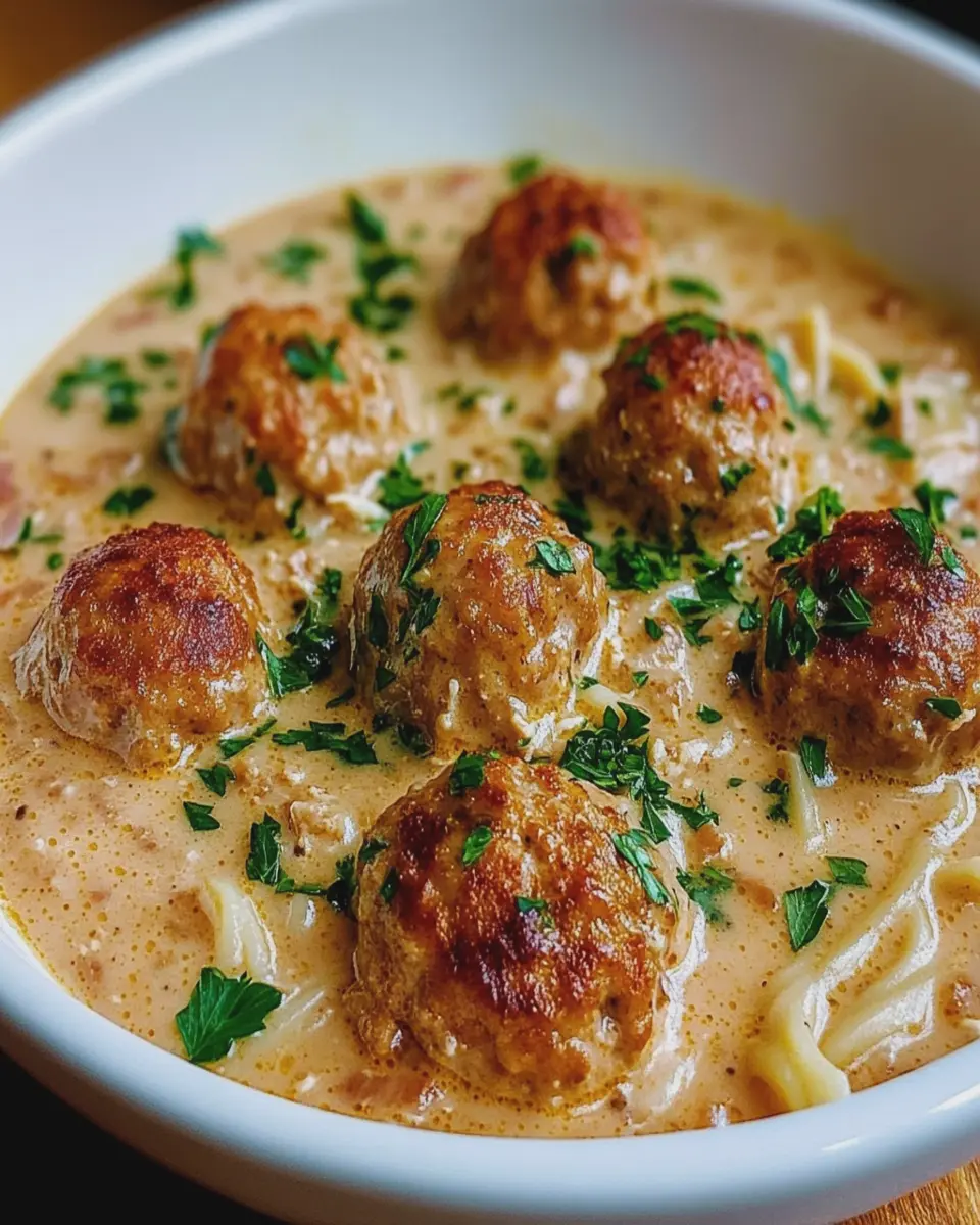 Sopa Cremosa de Orégano con Albóndigas de Pollo First Image First Image