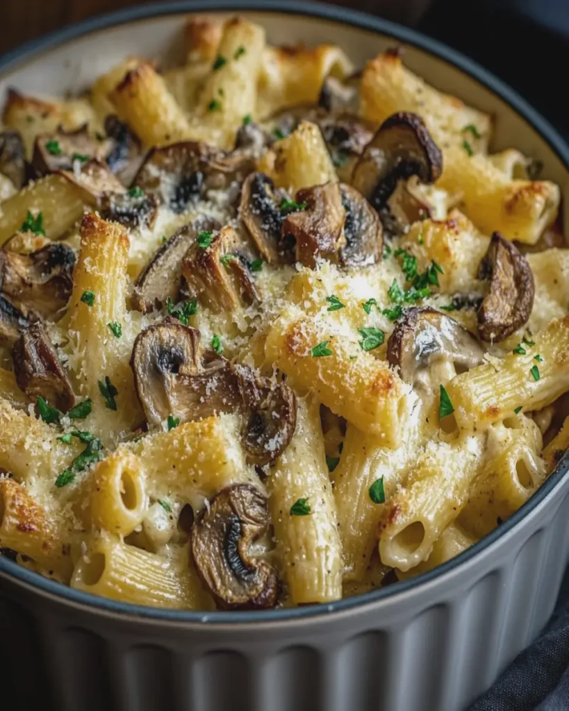 Pasta al Horno con Champiñones Cremosos al Estilo Mediterráneo First Image First Image