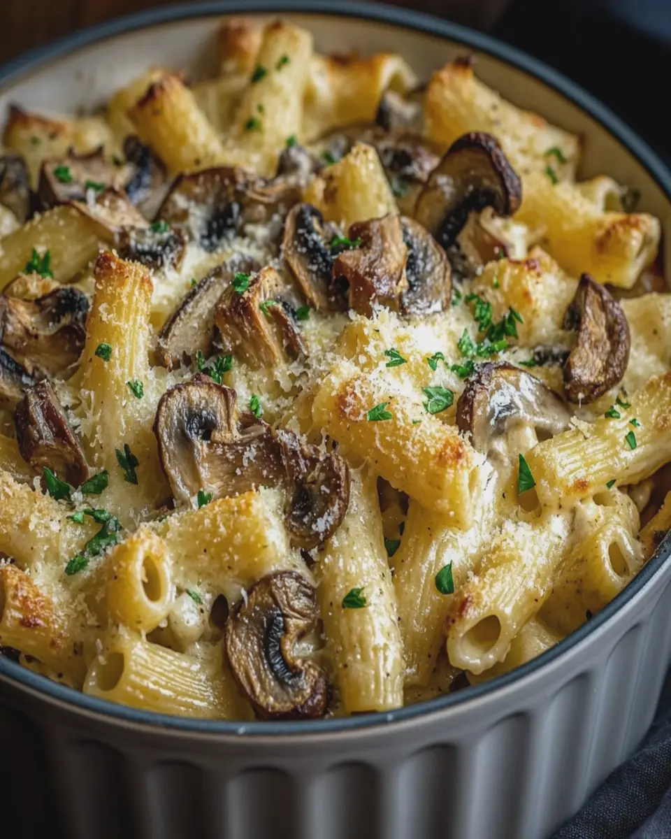 Pasta al Horno con Champiñones Cremosos al Estilo Mediterráneo First Image First Image