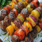 Brochetas de Carne y Salchicha First Image First Image
