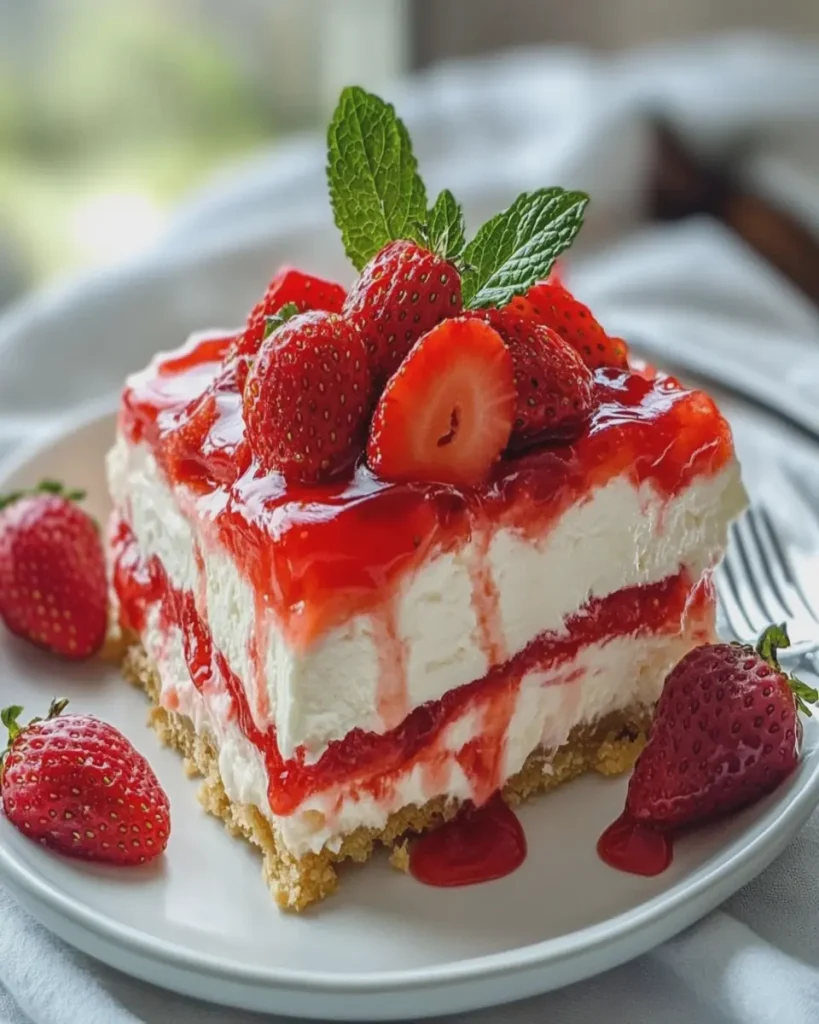 Tarta de Queso y Fresas en Lasagna Sin Hornear First Image First Image